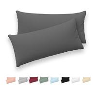 Twinzen® Funda Almohada 50x80 (Juego de 2) - Antracita - 100% Algodon Jersey - Funda de Almohada Algodon - Funda Cojin para Cama - Protector de Almohada con Cremallera