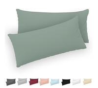 Twinzen® Funda Almohada 50x80 (Juego de 2) - Verde - 100% Algodon Jersey - Funda de Almohada Algodon - Funda Cojin para Cama - Protector de Almohada con Cremallera