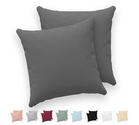 Twinzen® Funda Almohada 80x80 (Juego de 2) - Antracita - 100% Algodon Jersey - Funda de Almohada Algodon - Funda Cojin para Cama - Protector de Almohada con Cremallera