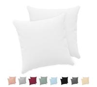 Twinzen® Funda Almohada 80x80 (Juego de 2) - Blanco - 100% Algodon Jersey - Funda de Almohada Algodon - Funda Cojin para Cama - Protector de Almohada con Cremallera