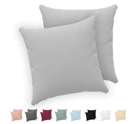 Twinzen® Funda Almohada 80x80 (Juego de 2) - Gris - 100% Algodon Jersey - Funda de Almohada Algodon - Funda Cojin para Cama - Protector de Almohada con Cremallera