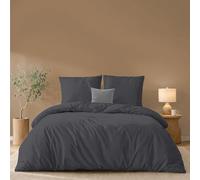 Twinzen Funda Nordica 200x200 cm Gris Oscuro, con 2 Fundas de Almohada de 65x65 cm - Fundas Nordicas Microfibra - Oeko-Tex