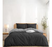 Twinzen Funda Nordica 200x200 cm Reversible Gris Oscuro/Gris Claro, con 2 Fundas de Almohada de 50x70 cm - Fundas Nordicas Microfibra - Oeko-Tex