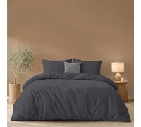 Twinzen Funda Nordica 220 X 240 cm Gris Oscuro, con 2 Fundas de Almohada de 50x70 cm - Fundas Nordicas Microfibra - Oeko-Tex