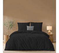 Twinzen Funda Nordica 220 X 240 cm Negro, con 2 Fundas de Almohada de 65x65 cm - Fundas Nordicas Microfibra - Oeko-Tex