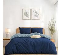Twinzen Funda Nordica 220 X 240 cm Reversible Azul Oscuro/Azul Grisáceo, con 2 Fundas de Almohada de 50x80 cm - Fundas Nordicas Microfibra - Oeko-Tex