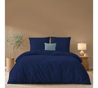 Twinzen Funda Nordica 240x260 cm Azul Oscuro, con 2 Fundas de Almohada de 65x65 cm - Fundas Nordicas Microfibra - Oeko-Tex