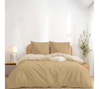 Twinzen Funda Nordica 240x260 cm Reversible Beige/Sable, con 2 Fundas de Almohada de 65x65 cm - Fundas Nordicas Microfibra - Oeko-Tex