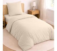 Twinzen Juego de Cama de 3 Piezas para Cama 90 - Funda Nordica 140x190 cm, Sabana Bajera 90x190 cm y 1 Funda de Almohada 65x65 cm - Microfibra Cepillada, Oeko-Tex - Beige