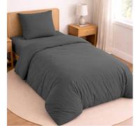 Twinzen Juego de Cama de 3 Piezas para Cama 90 - Funda Nordica 140x190 cm, Sabana Bajera 90x190 cm y 1 Funda de Almohada 65x65 cm - Microfibra Cepillada, Oeko-Tex - Gris