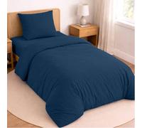 Twinzen Juego de Cama de 3 Piezas para Cama 90 - Funda Nordica 140x190 cm, Sabana Bajera 90x190 cm y 1 Funda de Almohada 65x65 cm - Microfibra Cepillada, Oeko-Tex - Azul Oscuro