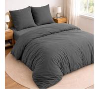Twinzen Juego de Cama de 4 Piezas para Cama 135 - Funda Nordica 220x240 cm, Sabana Bajera 140x190 cm y 2 Fundas de Almohada 65x65 cm - Microfibra cepillada, Oeko-Tex - Gris