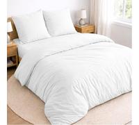 Twinzen Juego de Cama de 4 Piezas para Cama 135 - Funda Nordica 220x240 cm, Sabana Bajera 160 x 200 cm y 2 Fundas de Almohada 65x65 cm - Microfibra cepillada, Oeko-Tex - Blanco