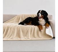 Twinzen Manta Impermeable Perro 127x152 cm - Manta Borreguito Sherpa | Beige · Reversible · Lavable · Para Sofá y Cama · Protege Muebles · Perros y Gatos