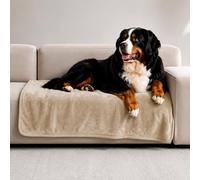 Twinzen Manta Impermeable Perro 80x100 cm - Manta Borreguito Sherpa | Beige · Reversible · Lavable · Para Sofá y Cama · Protege Muebles · Perros y Gatos