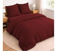 Twinzen - Parure de Lit 160x200-4 Pièces - Bordeaux - Microfibre Douce