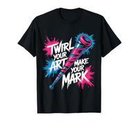 Twirl Your Art Make Your Mark - Diseño de bastón de neón Camiseta