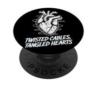 Twisted Cables Tangled Hearts Punk Rock Música PopSockets PopGrip Adhesivo