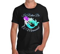 Twisted Envy I'd Rather Be A Mermaid Camiseta Black Graphic Unisex Tee Shirt, Negro , XL