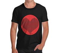 Twisted Envy Love Red Heart Pattern Camiseta Black Graphic Unisex Tee Shirt, Negro , XL