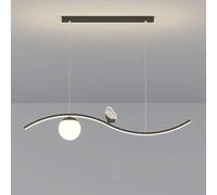 Twisted Metal LED Chandelier Pendant Lamp with Acrylic Butterfly Kit Ultra-Thin Aluminum Long Strip Hanging Fixture Linear Drop Suspension Lamps for Dining Room(Three-Color Light)