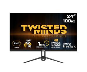 Twisted Minds Monitor para Gaming, Pantalla de 24 Pulgadas Fast IPS - Resolución 1920 x 1080 FHD, frecuencia actualización 100 Hz, relación Aspecto 16:9, Tiempo Respuesta 1 ms - Negro (TM24FHD100IPS)