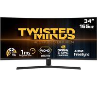Twisted Minds Monitor para Gaming, Pantalla de 34 Pulgadas Fast IPS - Resolución 2560 x 1440 QHD, Frecuencia Actualización 165 Hz, Relación Aspecto 21:9, Tiempo Respuesta 1 ms - Negro (TM34RWA)