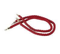 Twisted Nylon Hemp Stanchions Ropes with Polished Gold Hooks,2 Set Red Hanging Barrier Rope, Shopping Mall/Hotel/Company Crowd Control Cord(0.9m/2.95ft)