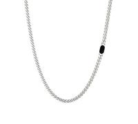 TWISTED PENDANT Cadena cubana plateada de acero inoxidable de 5 mm para hombre con cierre de ónix natural, joyería para hombre de 20 pulgadas, 20", Acero inoxidable, chapado en oro de 18 quilates