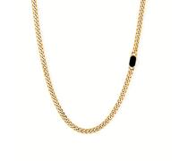 TWISTED PENDANT Cadena cubana plateada de acero inoxidable de 5 mm para hombre con cierre de ónix natural, joyería para hombre de 20 pulgadas, 20", Acero inoxidable, chapado en oro de 18 quilates