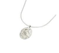 TWISTED PENDANT, Collar con colgante de Dios griego Ares para hombre, colgante ovalado de plata, joyería de mitología griega, cadena cubana de 50,8 cm, 18 Inches, 20 Inches, Acero inoxidable, No es