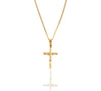 TWISTED PENDANT Collar con colgante de mini crucifijo | Cadena cubana de 51 cm con colgante de 18 mm | Impermeable y resistente al sudor | Regalos para hombres | Joyería de cruz para hombre, S, Acero