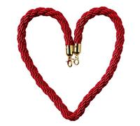 Twisted Red Safe Ber - Separador de cola de cáñamo para eventos, teatro, control de multitudes, 3 m con hoo plateado, ideal para línea