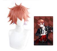 Twisted-Wonderland Ace Trappola Naranja Púrpura Corto Pelo sintético Carnaval Halloween Cosplay Peluca + Gorra de peluca gratis