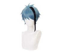 Twisted-Wonderland Floyd Jade Negro Azul Mixto Corto Resistente al calor Pelo sintético Carnaval Halloween Cosplay Peluca + Peluca Cap jade