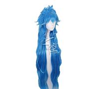 Twisted Wonderland Idia Shroud Cosplay Long Blue Curly Wig + Wig Cap Synthetic Hair Halloween Party Prop Girls Women