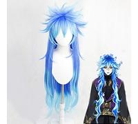 Twisted-Wonderland Idia Shroud Cosplay pelucas azul mixto largo resistente al calor peluca de pelo sintético + gorro de peluca gratis