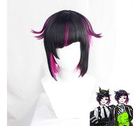 Twisted-Wonderland Lilia Vanrouge Pelucas de Cosplay Negro Púrpura Mixto Corto Peluca de pelo sintético resistente al calor para Carnaval Halloween