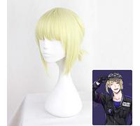 Twisted-Wonderland Rook Hunt Cosplay Pelucas Luz Dorada Corta Resistente al calor Pelo sintético para Carnaval Fiesta de Halloween