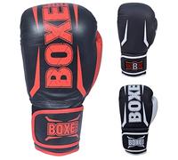 Twister de boxeo guantes Muay Thai Training auténtica piel de vaca ocultar Natural guantes de sparring de boxeo, Kick Boxing Fighting, Negro / Gris