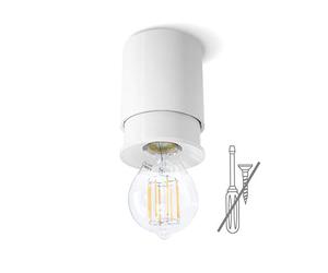 Twister lampara techo salon, Fácil de instalar, sin tornillos, solo un gancho, protegido por patente, E27, Blanco