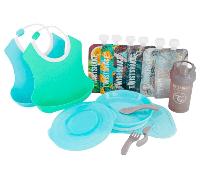 Twistshake Baberos + Vajilla + Vaso + Bolsas Reutilizables Azul