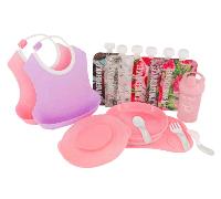 Twistshake Baberos + Vajilla + Vaso + Bolsas Reutilizables Rosa
