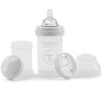 Twistshake Biberón Anti-cólicos con Tetina Flujo Lento de Silicona para Bebés, Alimentación Similar al Pecho, Botella para Beber de Leche, 180 ml, Sin BPA, 0+ Meses, Blanco