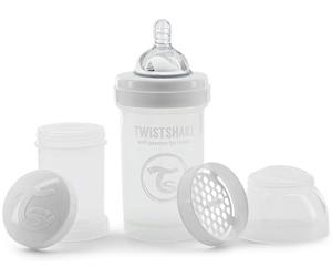 Twistshake Biberón Anti-cólicos con Tetina Flujo Lento de Silicona para Bebés, Alimentación Similar al Pecho, Botella para Beber de Leche, 180 ml, Sin BPA, 0+ Meses, Blanco