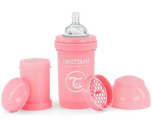 Twistshake Biberón Anti-cólicos con Tetina Flujo Lento de Silicona para Bebés, Botella para Beber de Leche, 180 ml, Sin BPA, 0+ Meses, Rosa Pastel