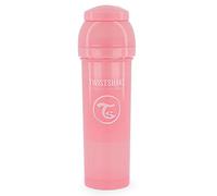 Twistshake Biberón Anticólicos con Recipiente para Leche y Mezclador, 330ml | Tetina Silicona Flujo Rápido Forma Pecho | Sin BPA | Para Bebés Mayores de 4 Meses | Rosa