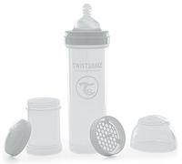 Twistshake Biberón Anticólicos con Recipiente para Leche y Mezclador, 330ml | Tetina Silicona Flujo Rápido Forma Pecho | Sin BPA | Para Bebés Mayores de 4 Meses | Blanco