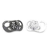 Twistshake Juego de 2 Chupetes con Tetina Fisiológica Ortodónticos de Silicona Médica, Chupetes con Forma de Ultrasuave Pecho con Orificios de Ventilación, Para Bebés 0-6 Meses, Sin BPA, Negro/Blanco