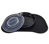 Twistshake Click-Mat 38 x 25 cm Mantel Individual Placa de Alimentación para Mesa + Plato Sellado con Tapa Alimentación para Bebés, Vajilla, Sin BPA, 6+ Meses, Negro Pastel